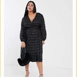 Glamorous Check Midaxi Wrap Dress Black Size 6